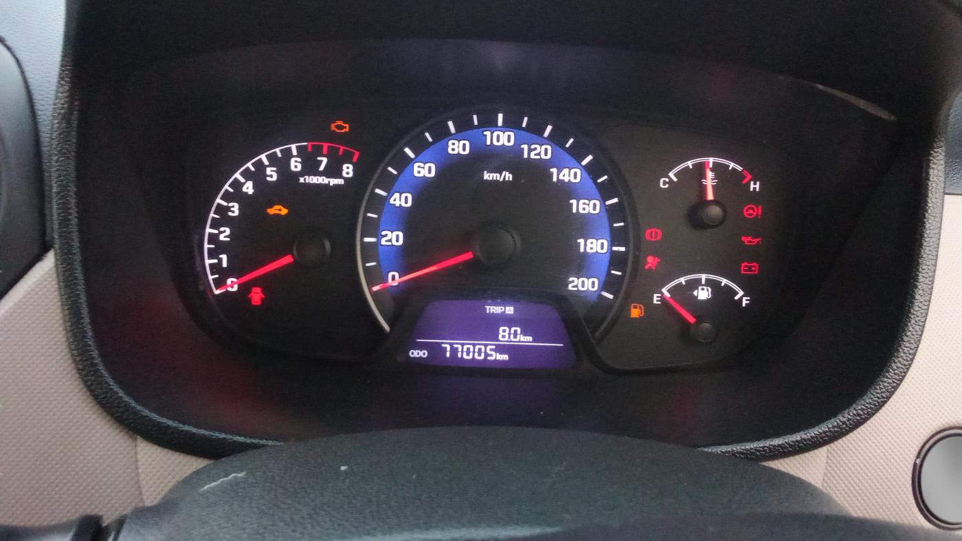 2014 Hyundai Xcent SX 1.2, Petrol, Manual, 77,005 km, Odometer Image